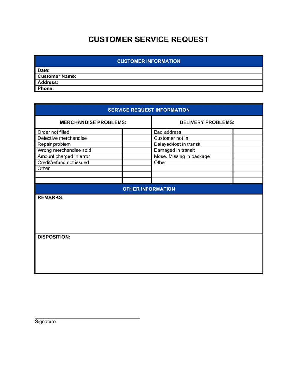 Request for Service Form