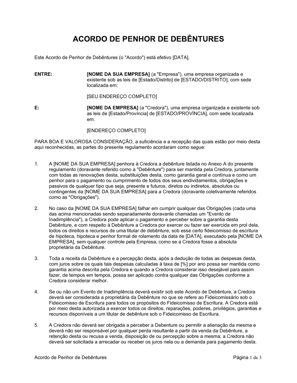 Business-in-a-Box's Debenture Acordo de Penhora