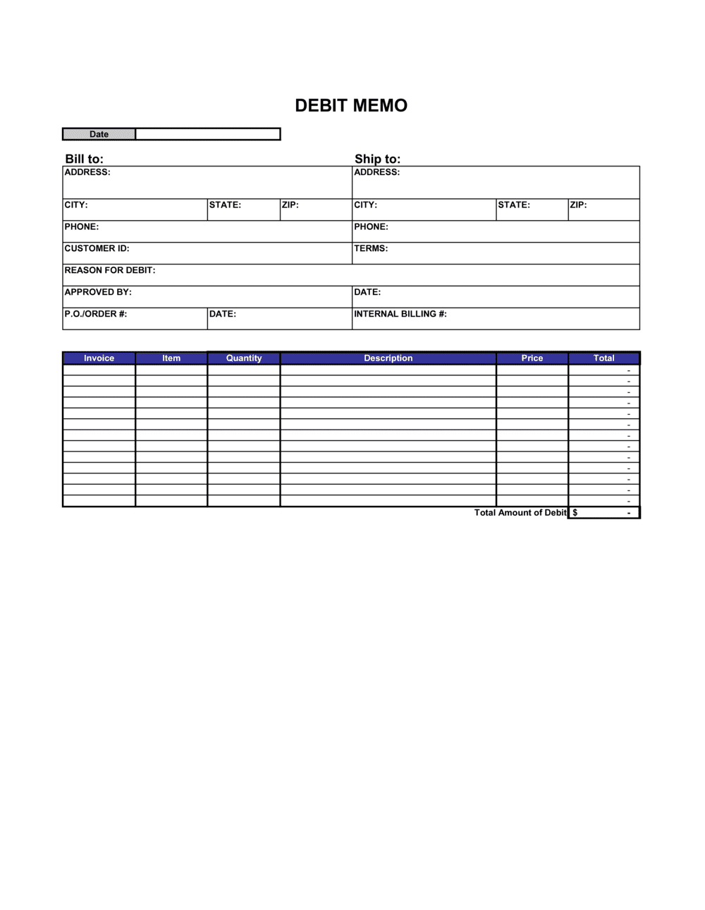 Debit Memo Template  by Business-in-a-Box™ Intended For Credit Note Template Doc