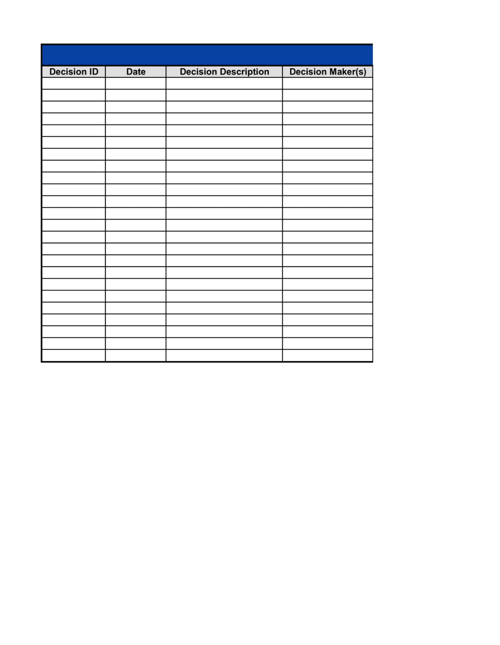 Business-in-a-Box's Decision Log Template