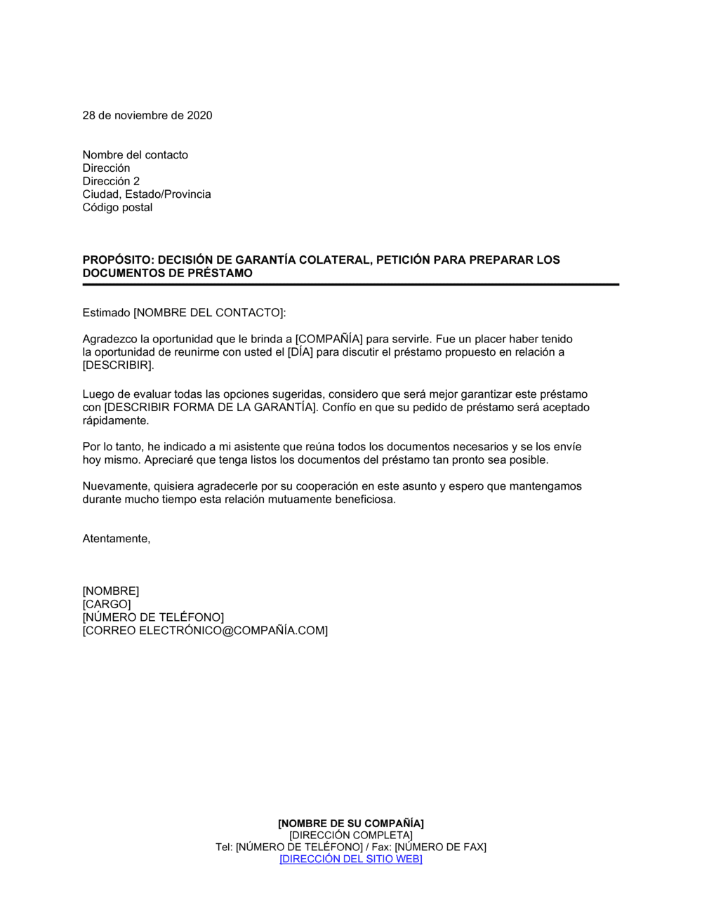 Business-in-a-Box's Decisión de garantía colateral Pedido para preparar los documentos de préstamo