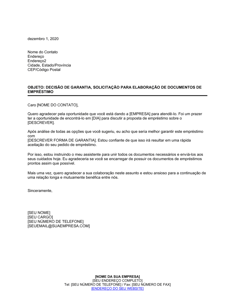 Business-in-a-Box's Decisão Colateral Pedido de Documentos de Empréstimo