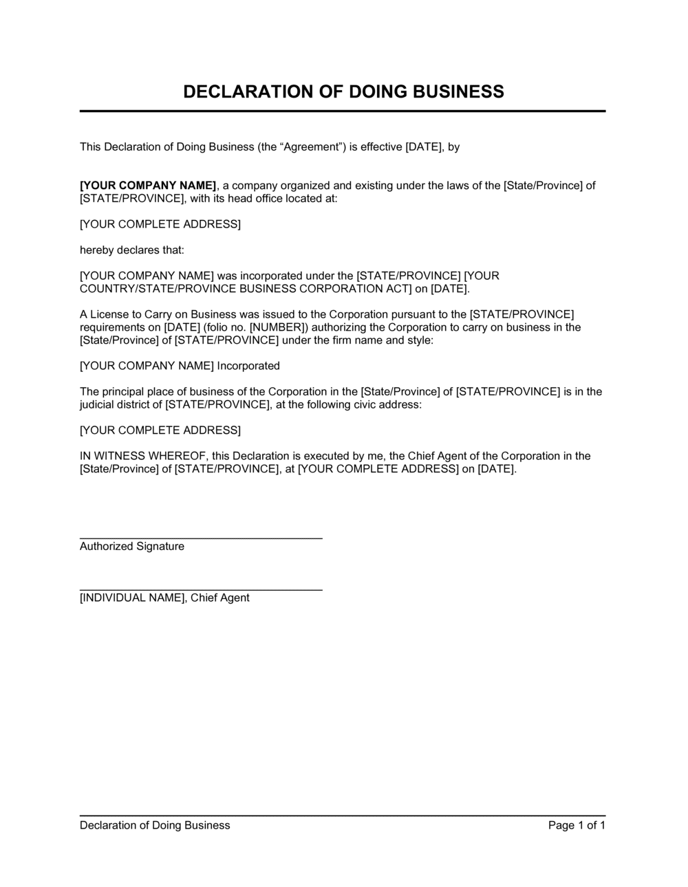 Declaration Letter Sample Self Form Pdf Word Format For Images And 