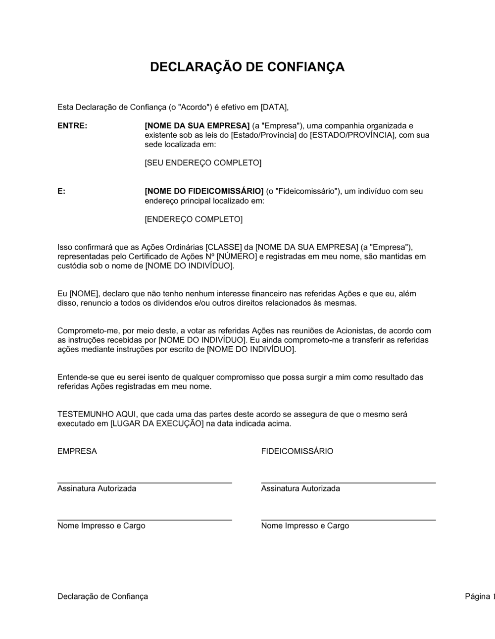 Business-in-a-Box's Declaração de Confiança