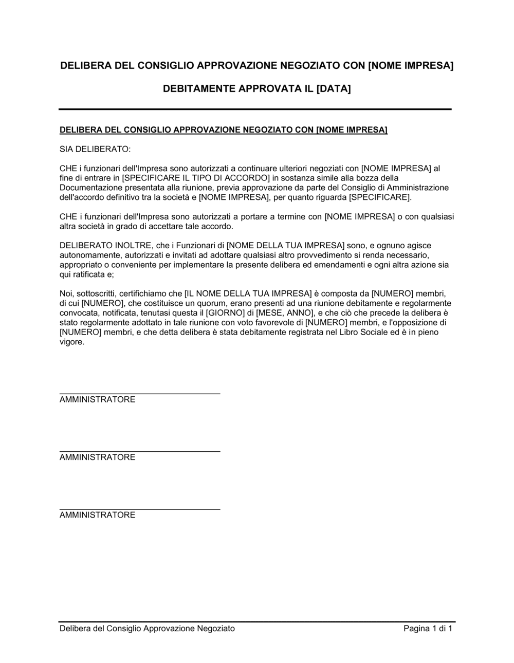 Business-in-a-Box's Delibera consiglio approvazione negoziato