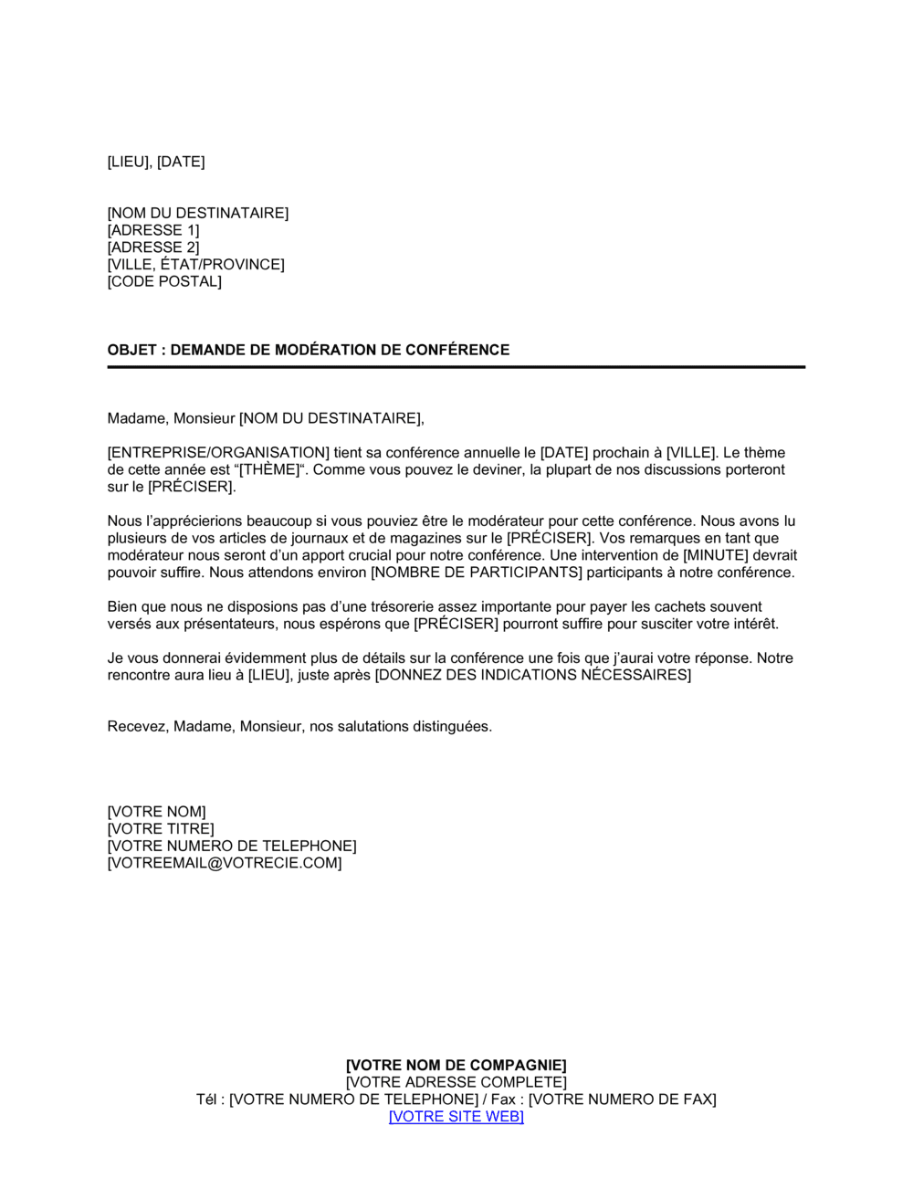 Business-in-a-Box's Demande d'agir comme modérateur de conférence