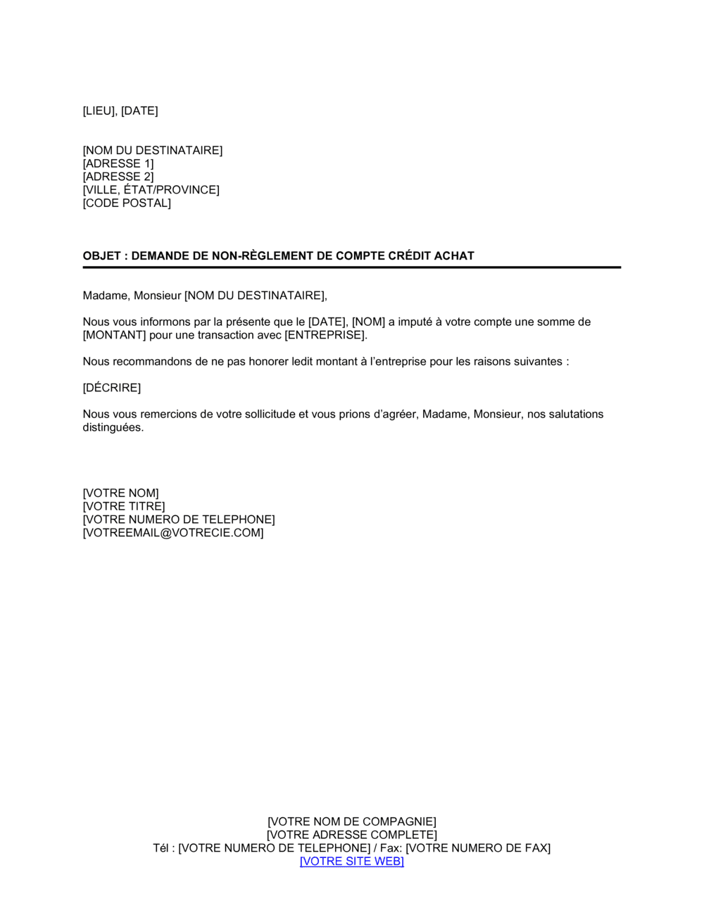 Business-in-a-Box's Demande d'arrêt de débit de compte