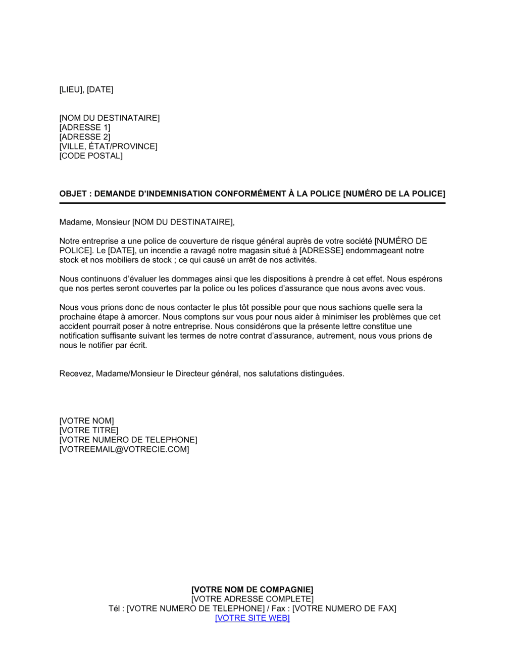 Business-in-a-Box's Demande d'indeminisation à une compagnie d'assurance