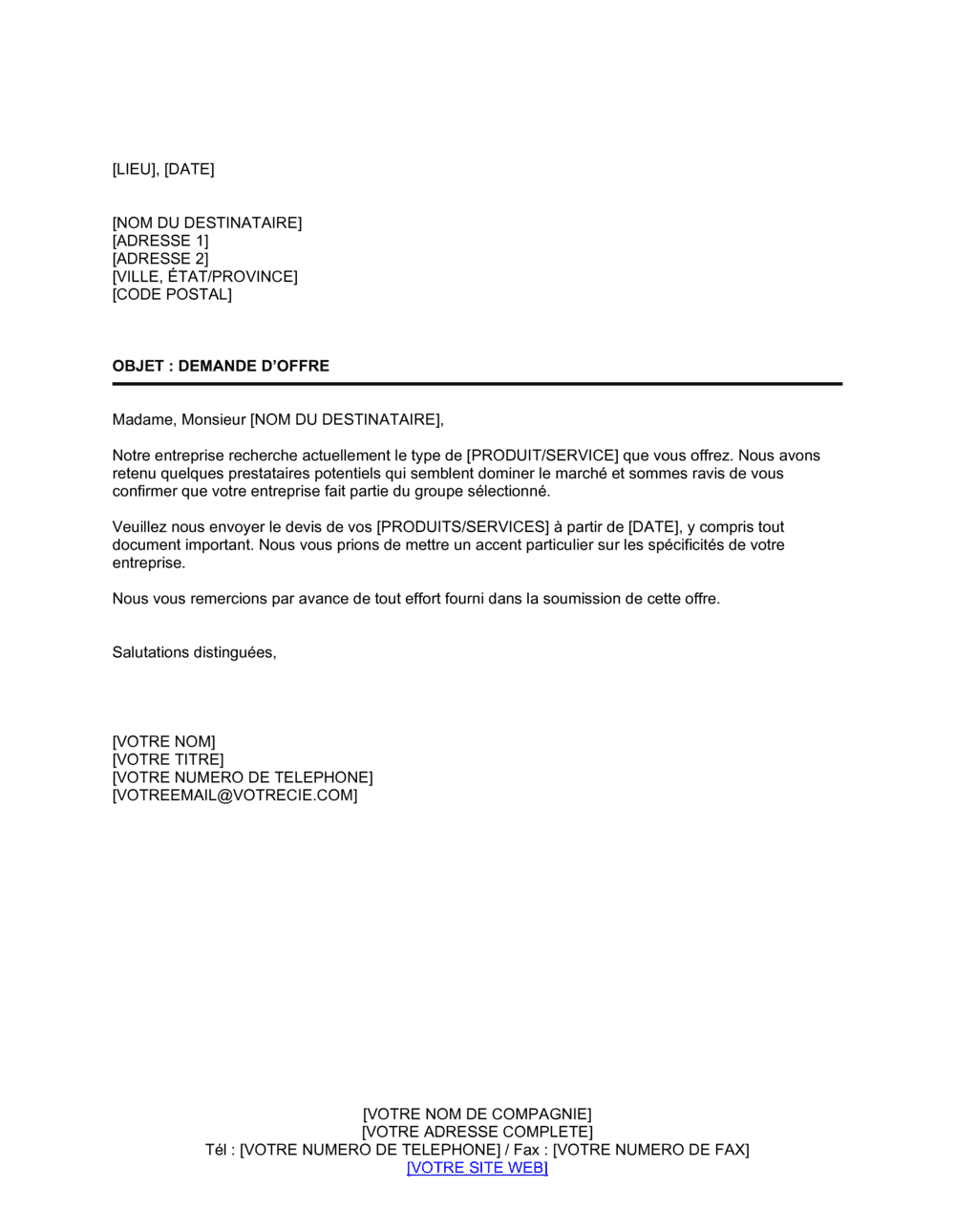 Business-in-a-Box's Demande d'offre