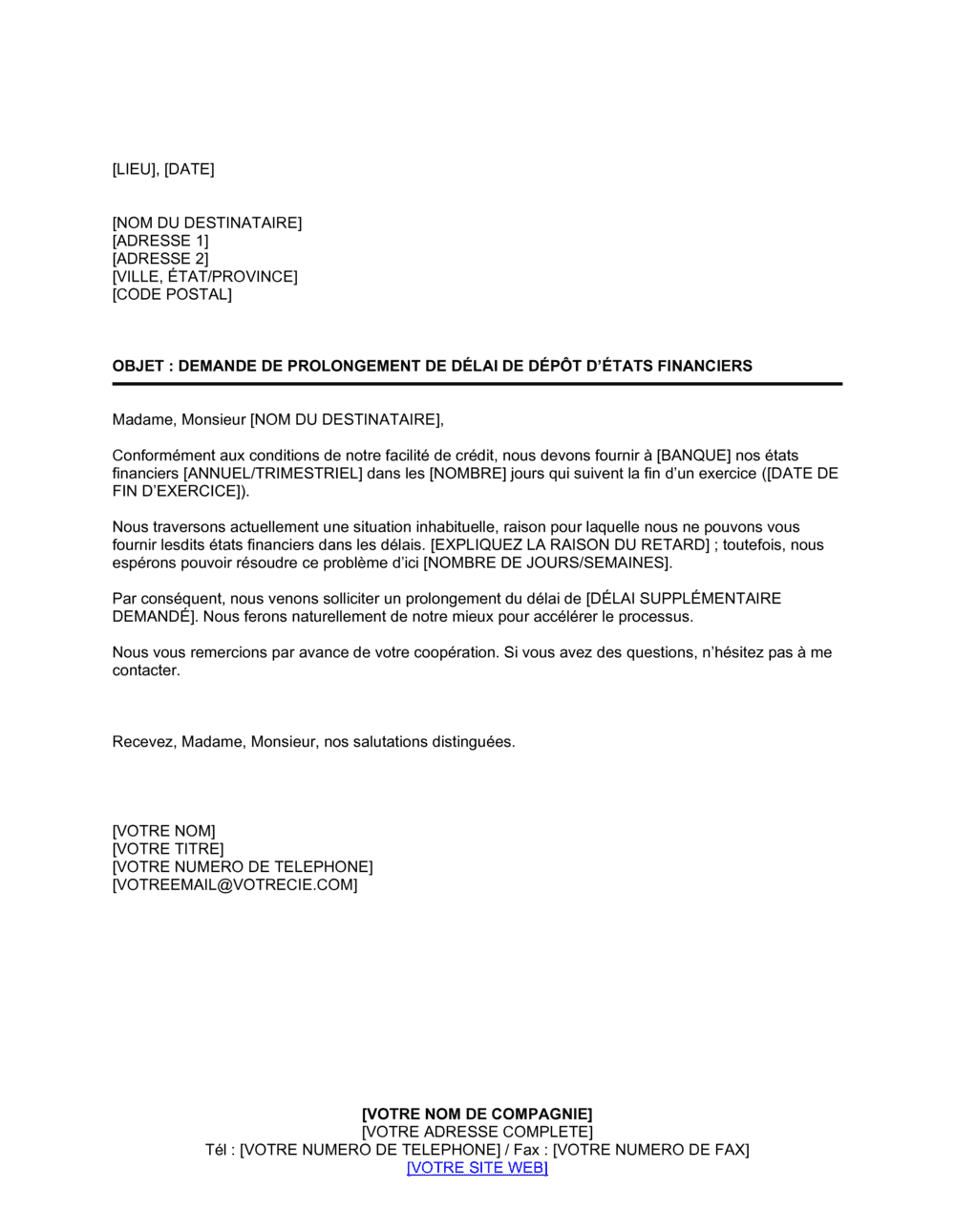 Business-in-a-Box's Demande de prolongement de délai de dépôt d'états financiers