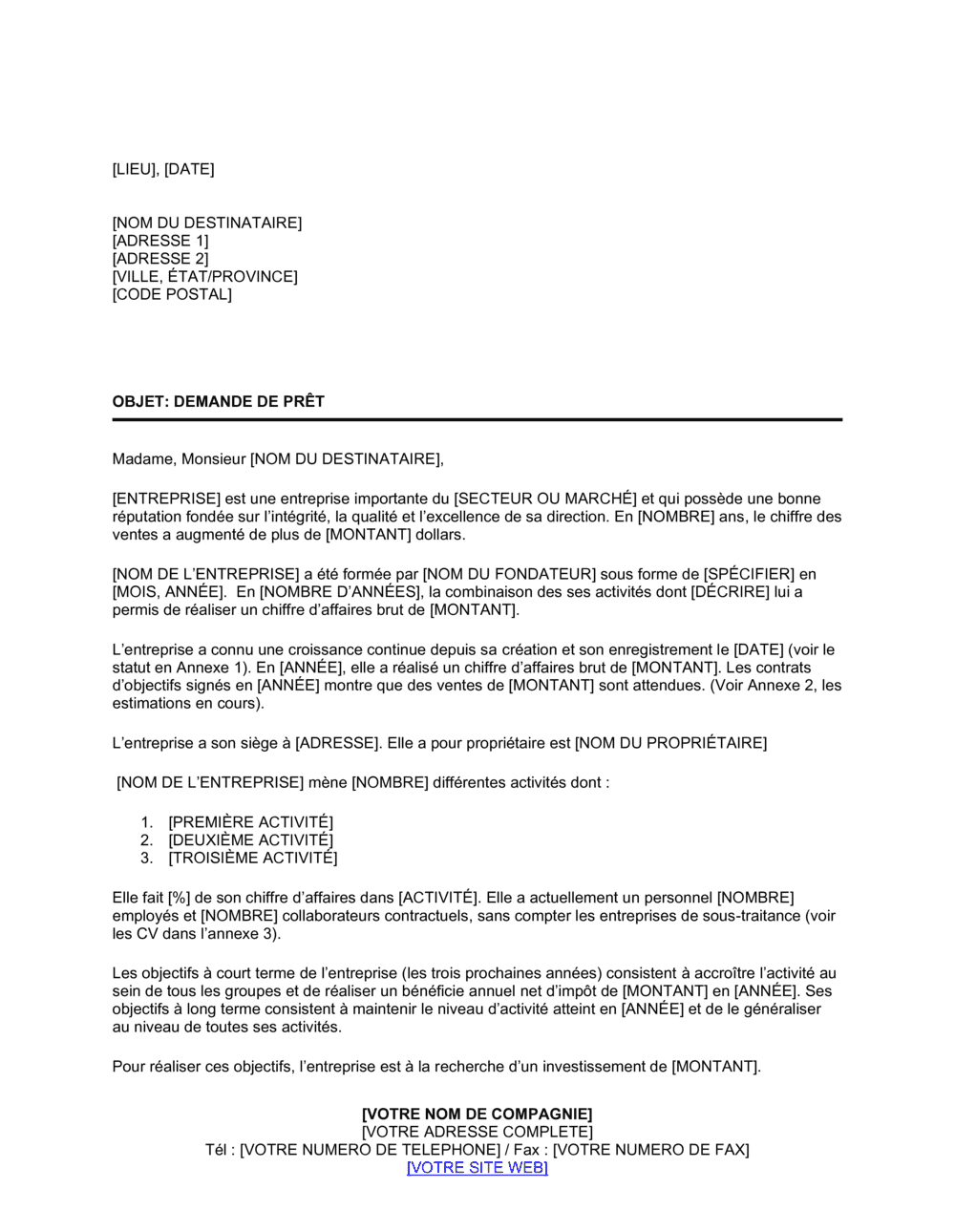 Business-in-a-Box's Demande de prêt