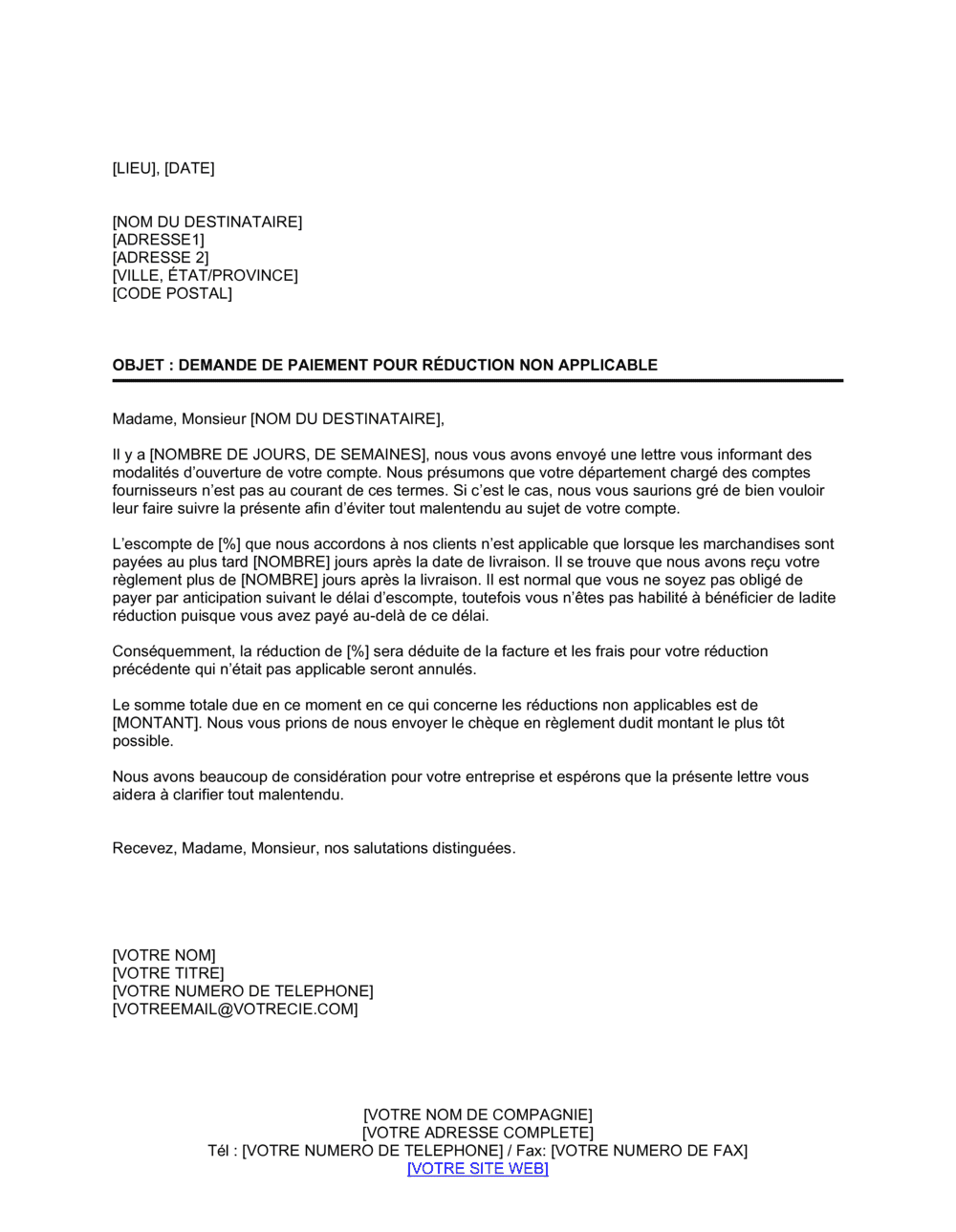 Business-in-a-Box's Demande de remboursement de réduction non méritée