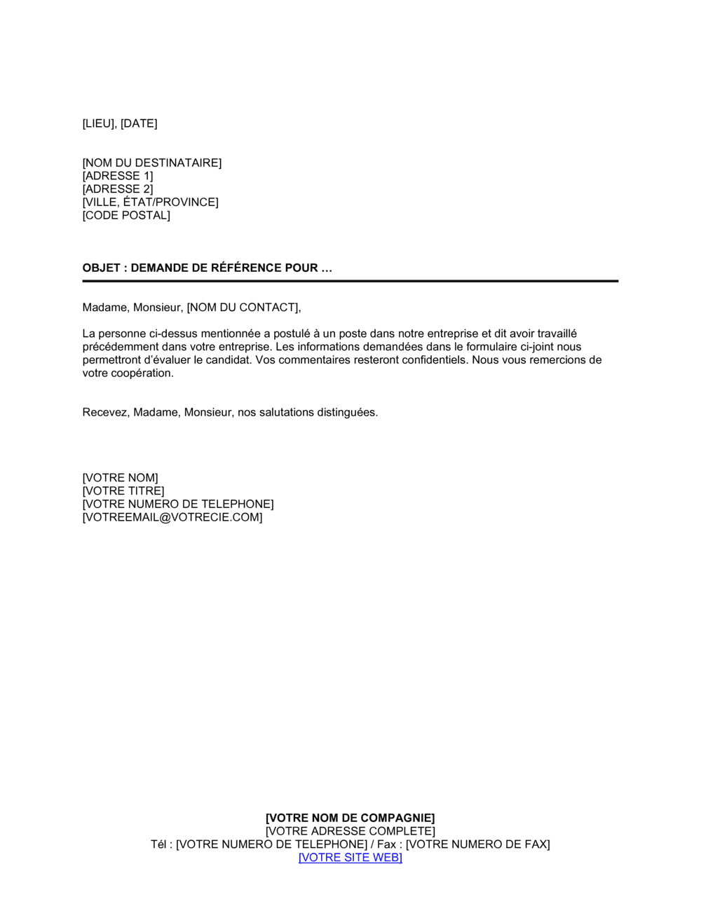 Business-in-a-Box's Demande de référence