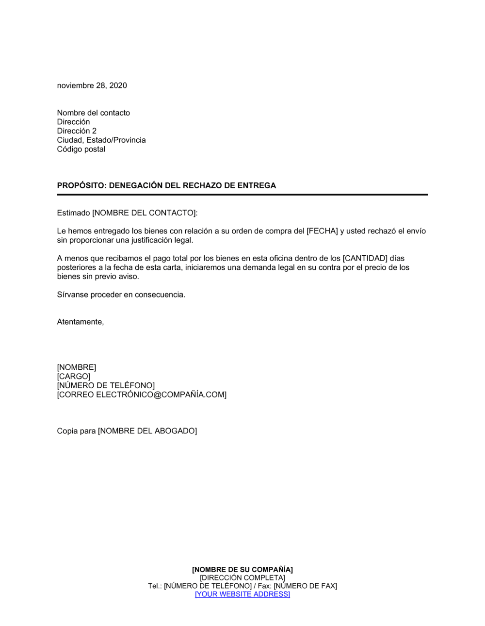 Business-in-a-Box's Denegación de rechazo de mercaderías