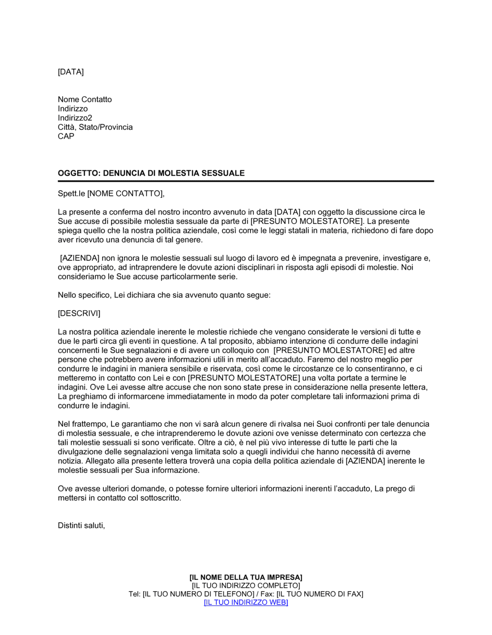 Business-in-a-Box's Denuncia di molestia sessuale