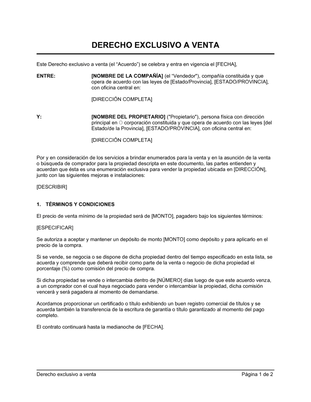 Business-in-a-Box's Derecho exclusivo a vender