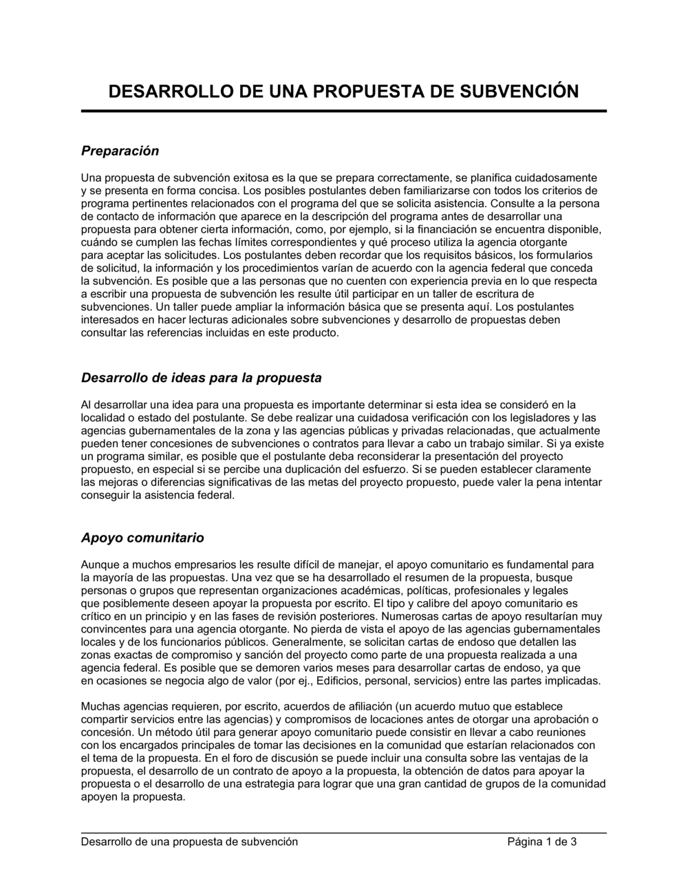 Business-in-a-Box's Desarrollo de una propuesta de subvenciones