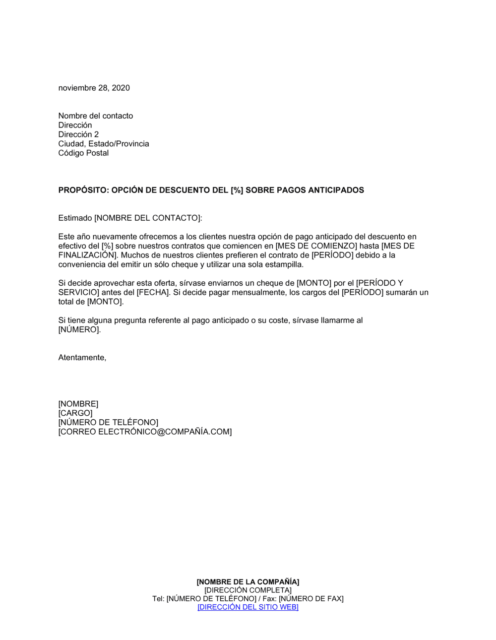 Business-in-a-Box's Descuento por pago anticipado