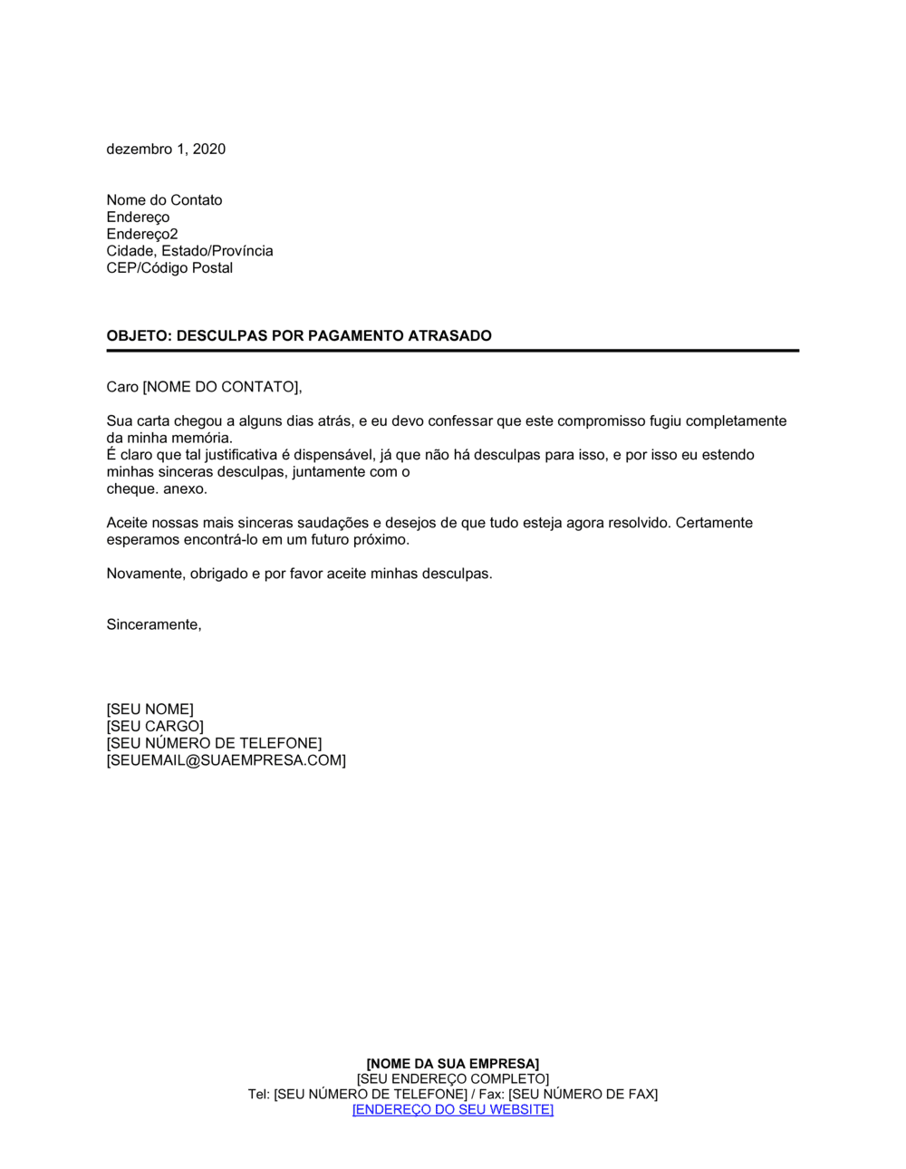 Business-in-a-Box's Desculpas Amigável por Pagamento em Atraso