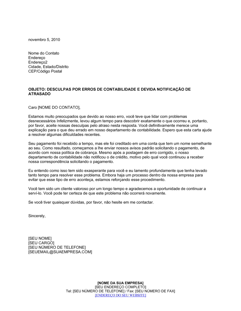 Business-in-a-Box's Desculpas pelos Erros na Conta e Aviso de Débitos