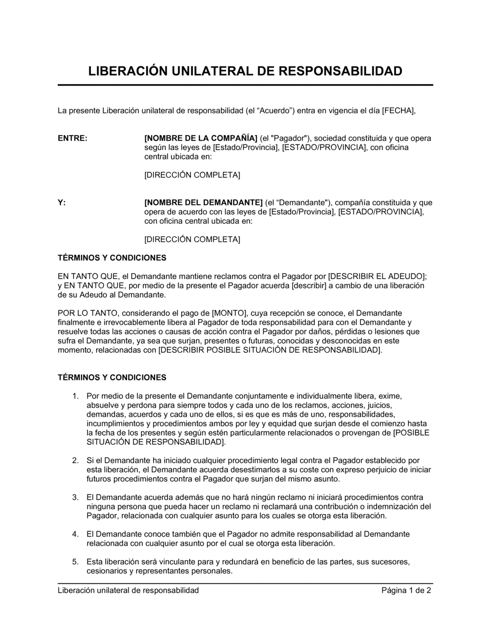 Business-in-a-Box's Desvinculación unilateral de responsabilidad