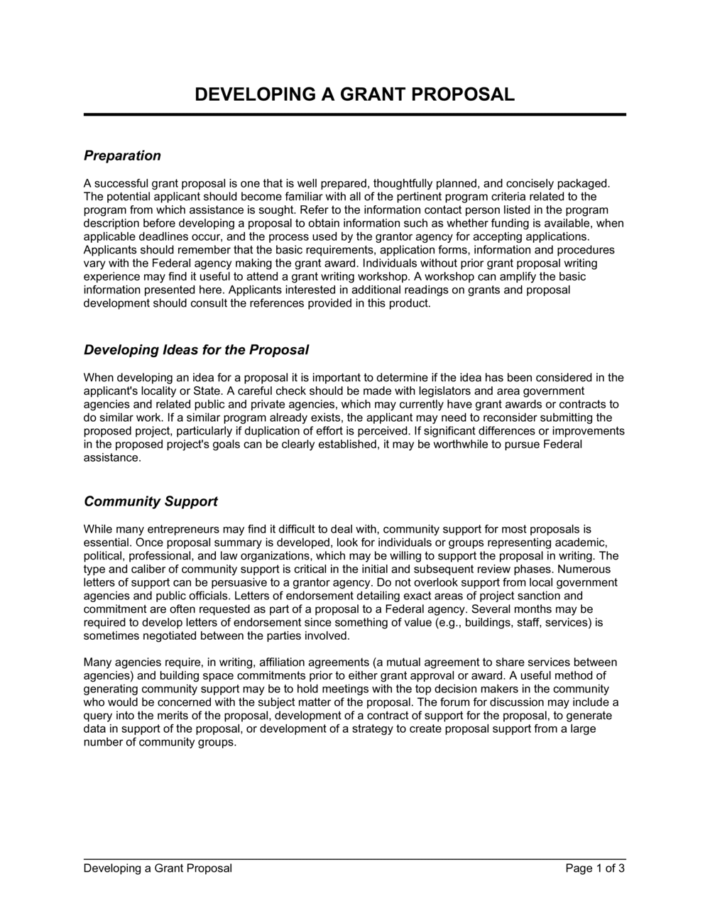 Developing a Grant Proposal Template  by Business-in-a-Box™ With Funding Proposal Template