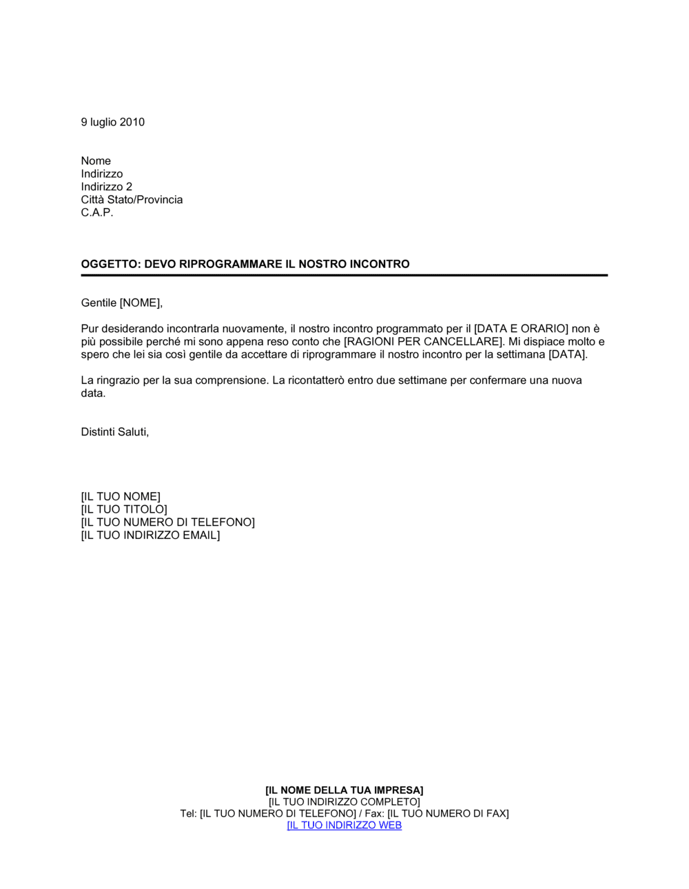 Business-in-a-Box's Devo riprogrammare il nostro incontro