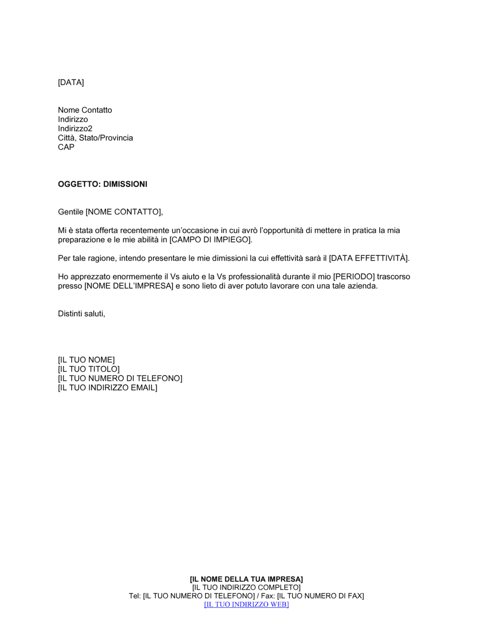 Business-in-a-Box's Dimissioni