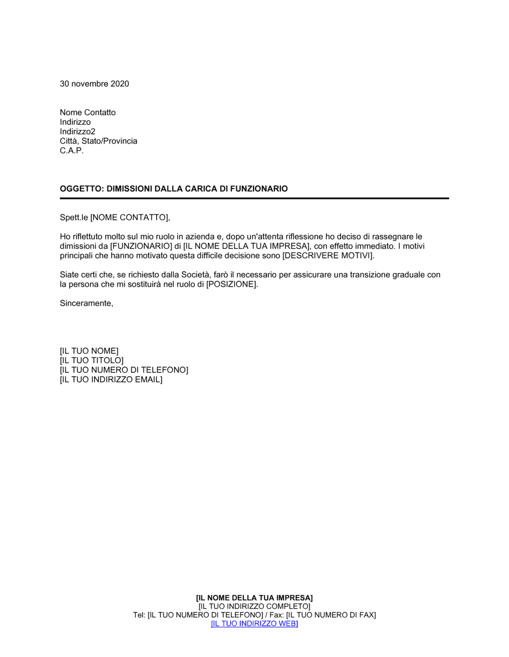 Business-in-a-Box's Dimissioni da funzionario