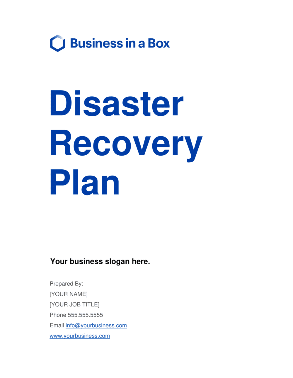 Disaster Recovery Plan Template By Business in a Box 