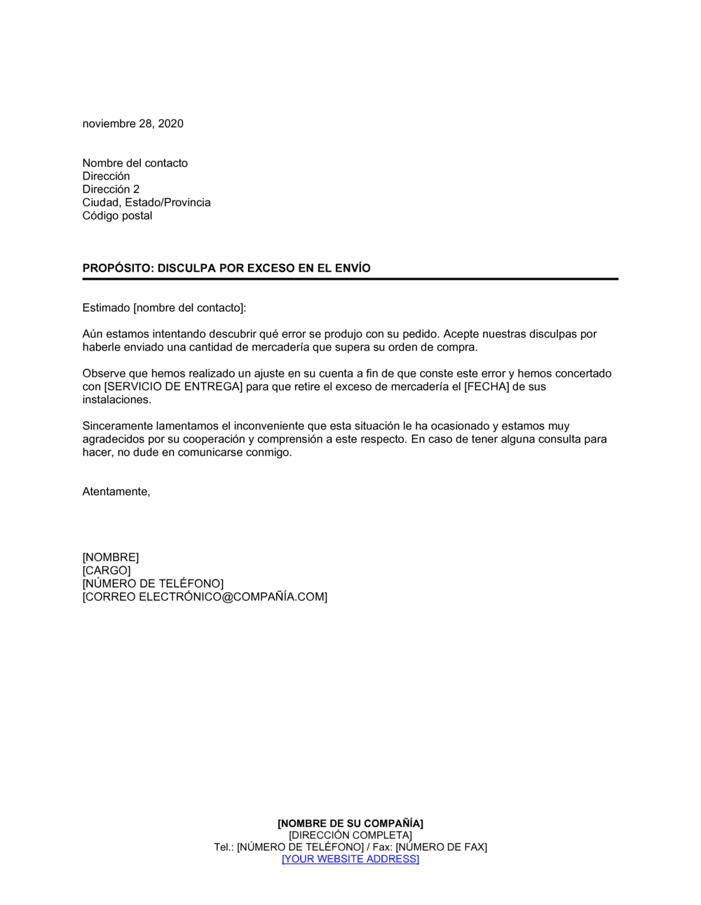 Business-in-a-Box's Disculpas por exceso en el envío