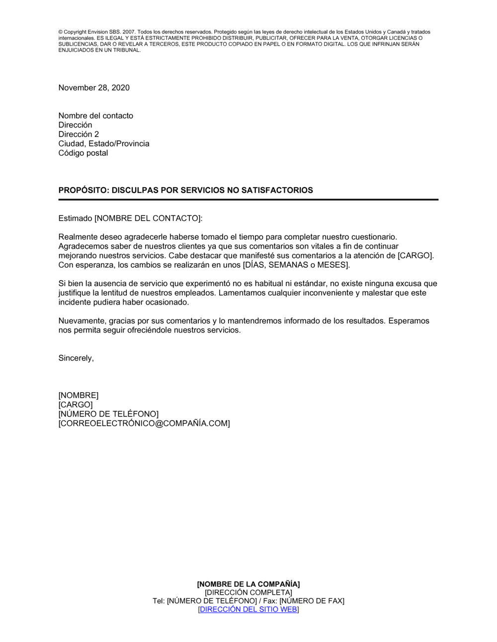 Business-in-a-Box's Disculpas por la calificación de los servicios en el cuestionario al cliente