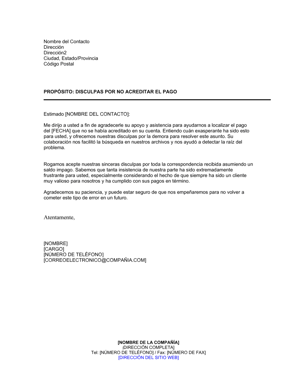 Business-in-a-Box's Disculpas por no acreditar el pago