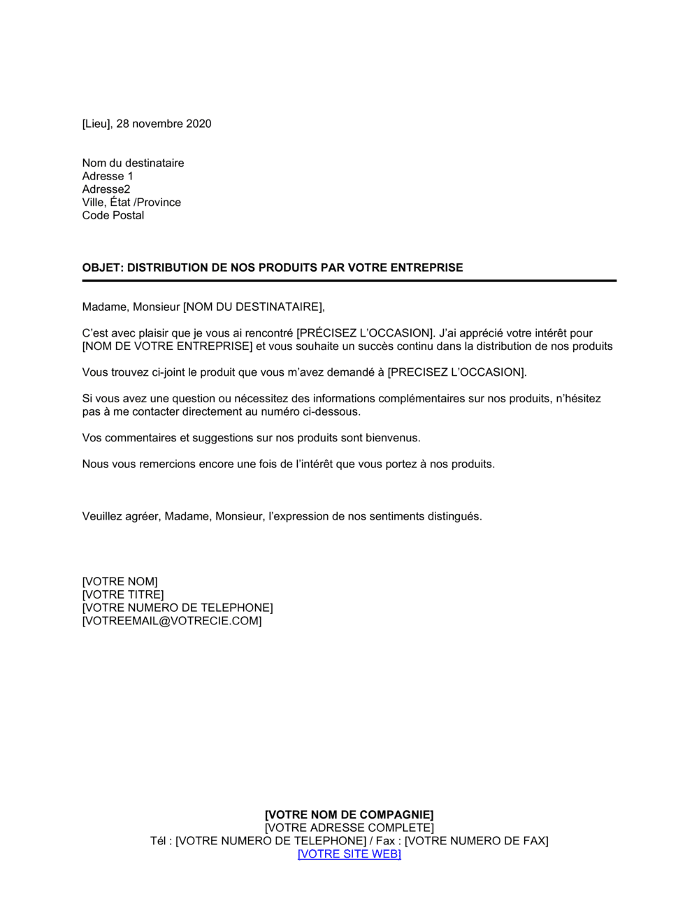 Business-in-a-Box's Distribution de nos produits par votre entreprise