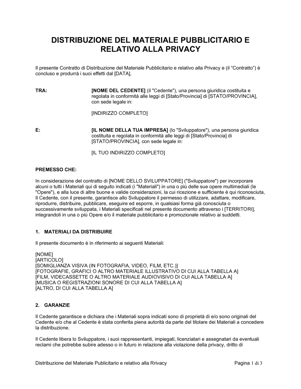 Business-in-a-Box's Distribuzione del materiale pubblicitario - privacy