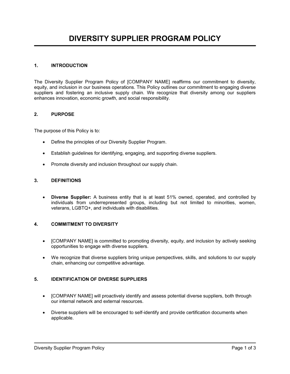 Business-in-a-Box's Diversity Supplier Program Policy Template