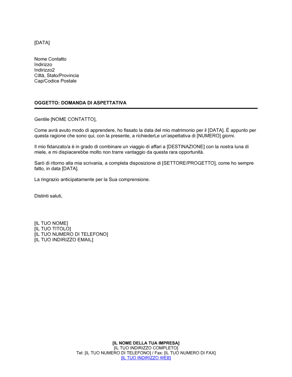 Business-in-a-Box's Domanda di aspettativa