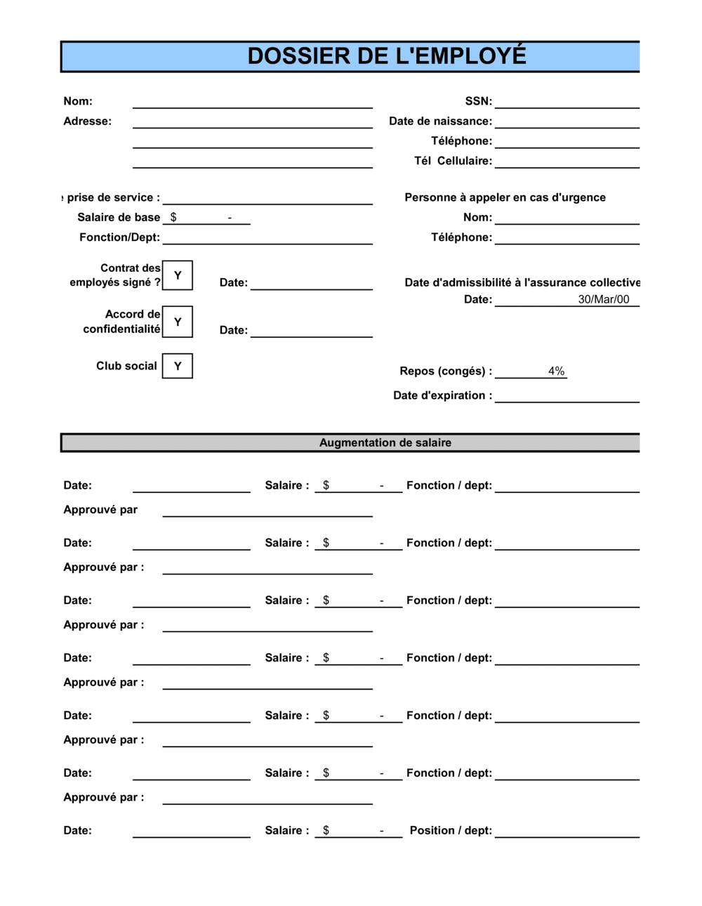 Business-in-a-Box's Dossier des employés