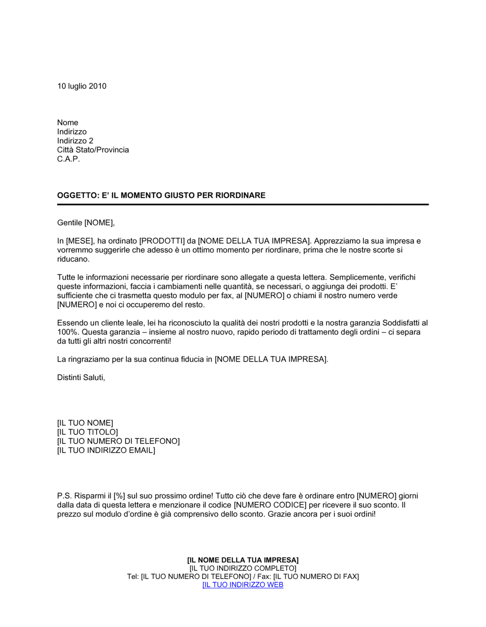 Business-in-a-Box's E' il momento giusto per riordinare