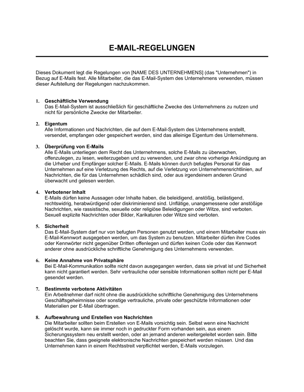 Business-in-a-Box's E-Mail-Regelungen Strikt