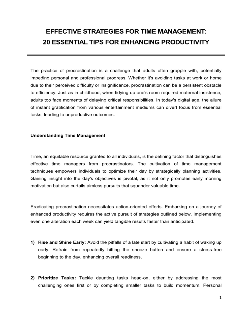 Business-in-a-Box's Effective Strategies For Time Management Template