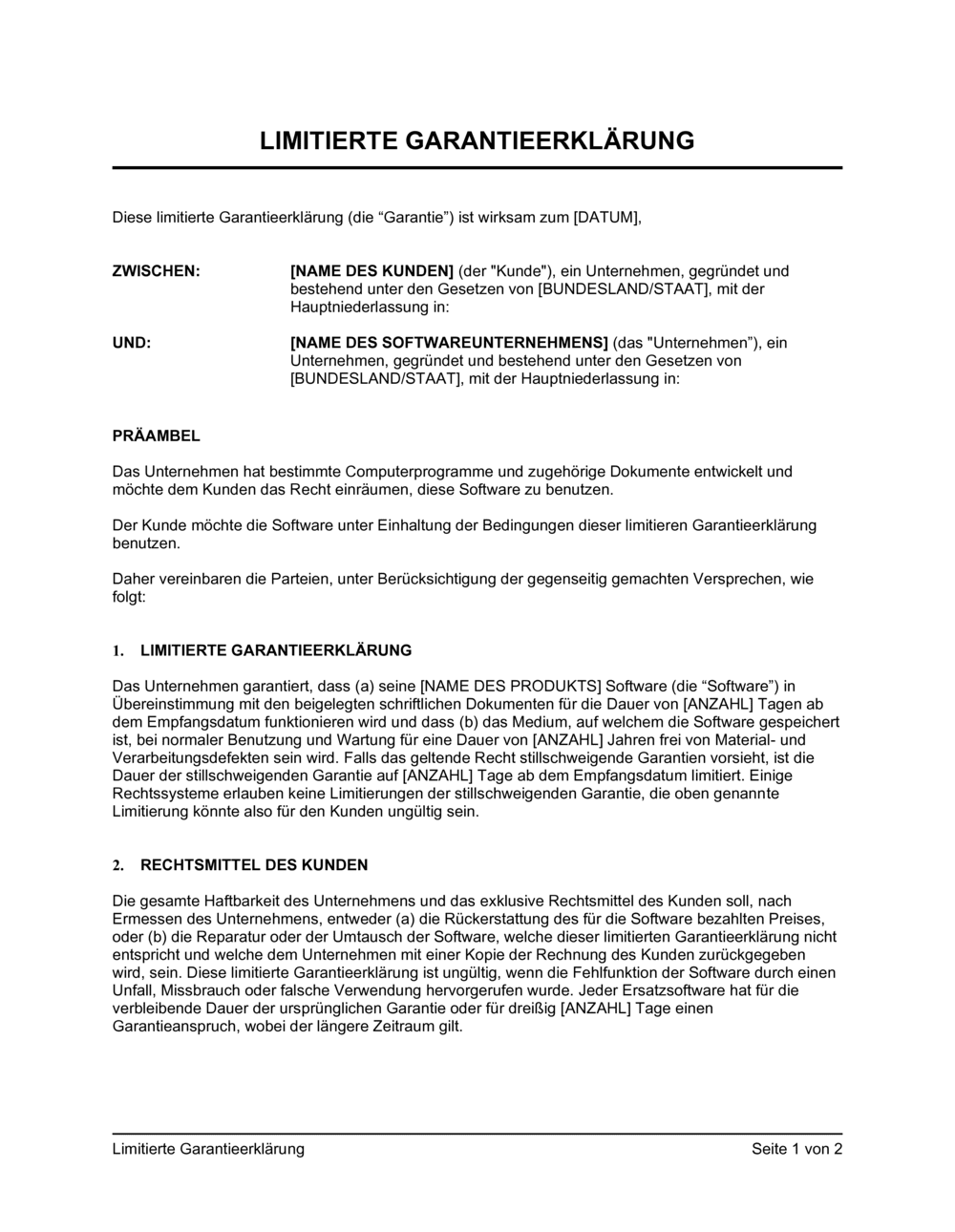 Business-in-a-Box's Eingeschränkte Garantie