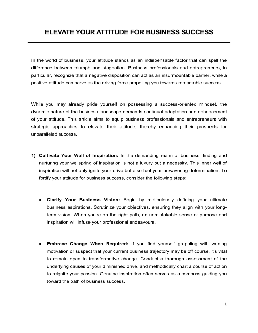 Business-in-a-Box's Elevate Your Attitude For Business Success Template