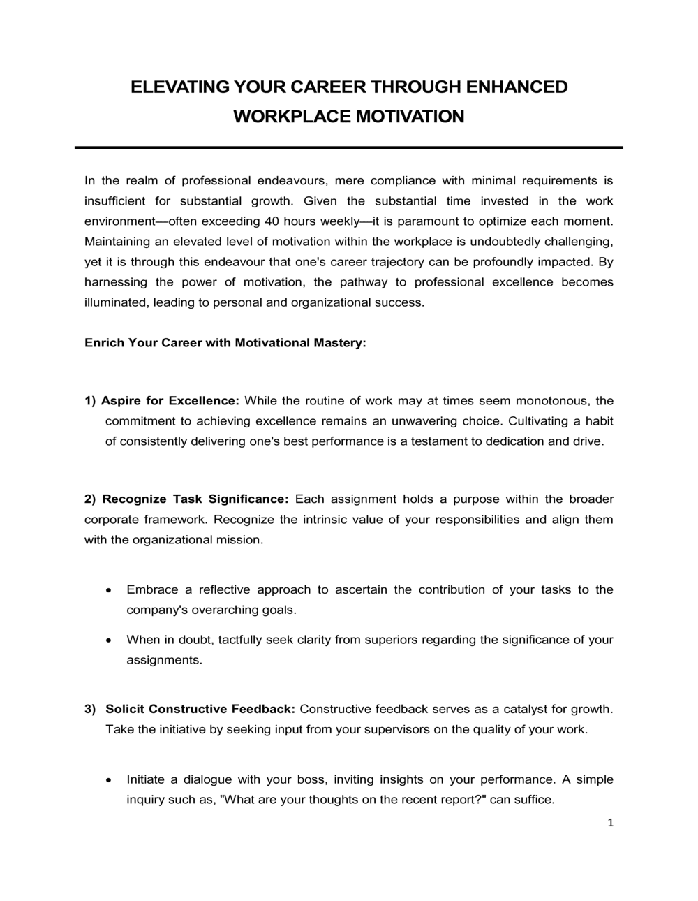 Business-in-a-Box's Elevating Your Career Through Enhanced Workplace Motivation Template