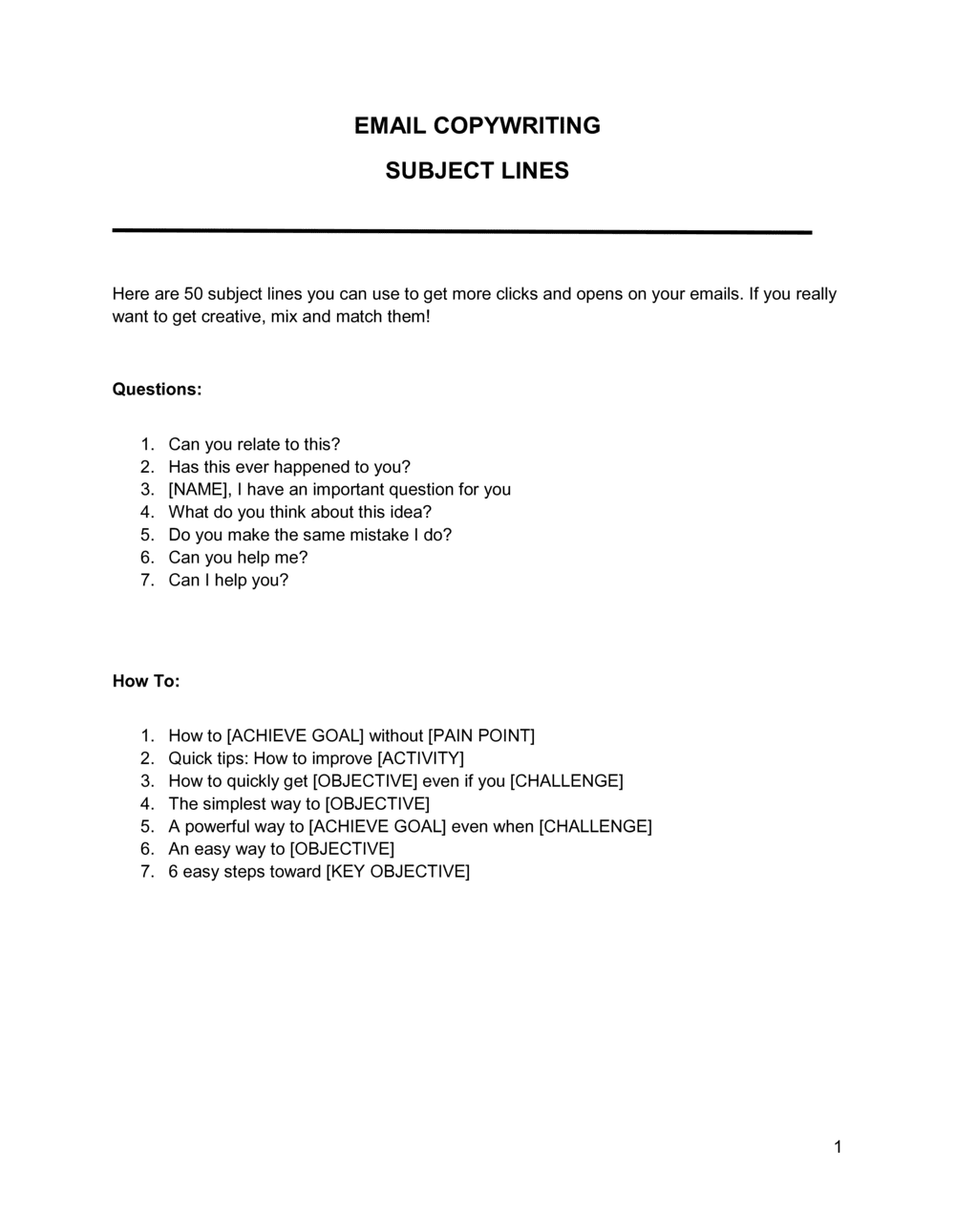 Business-in-a-Box's Email Marketing Subject Lines Template