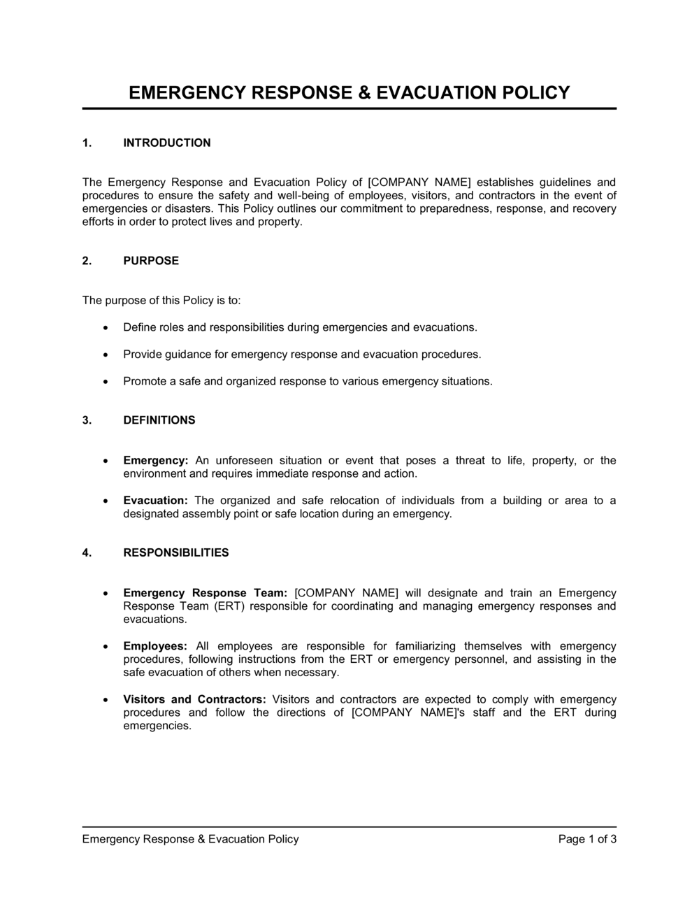 Business-in-a-Box's Emergency Response and Evacuation Policy Template