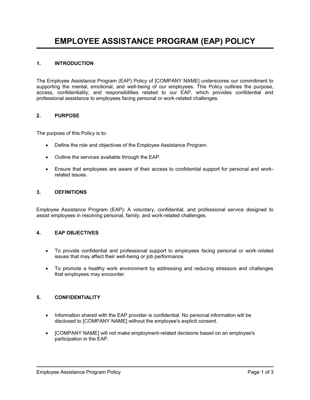 Business-in-a-Box's Employee Assistance Program Policy Template