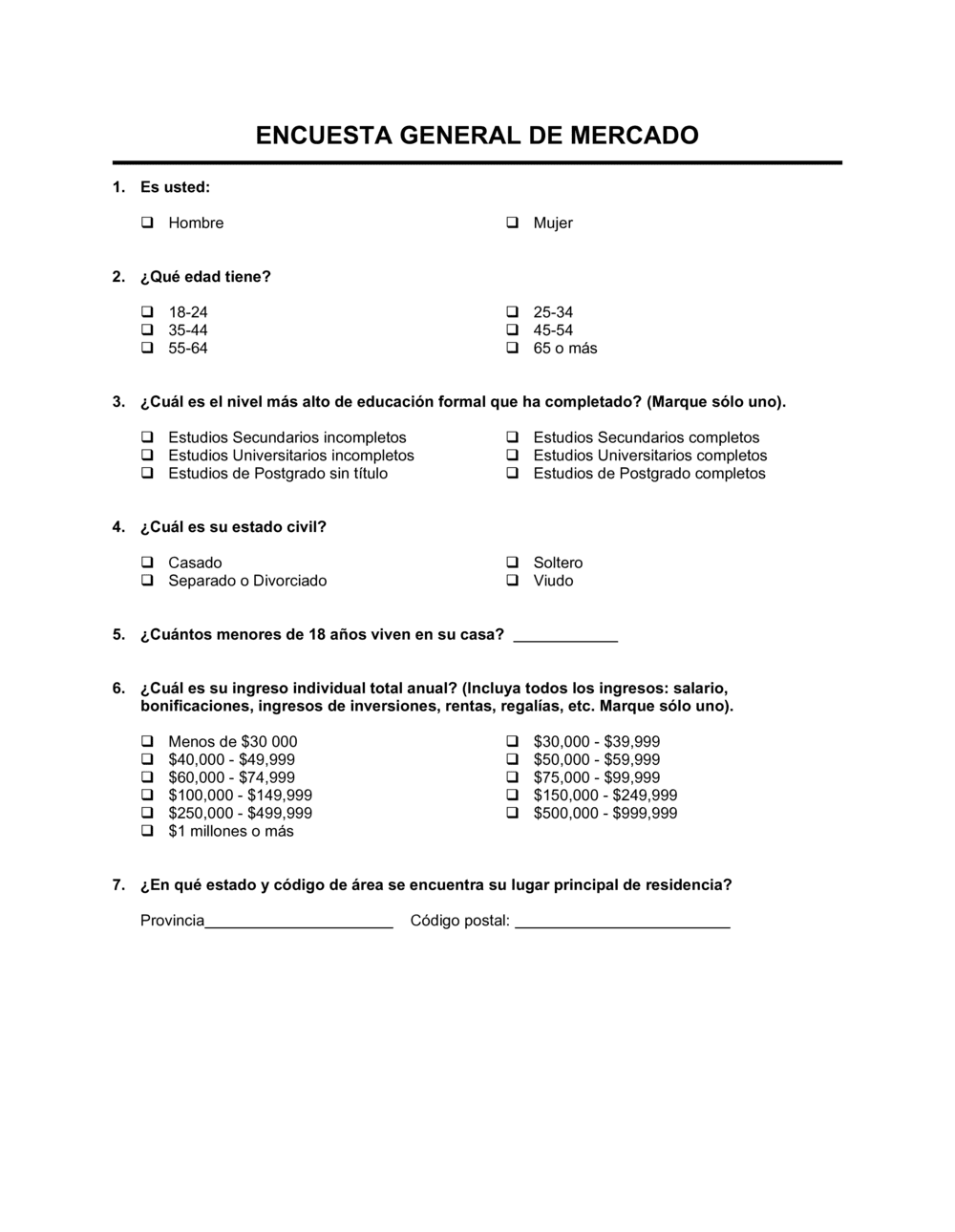 Business-in-a-Box's Encuesta general de mercado