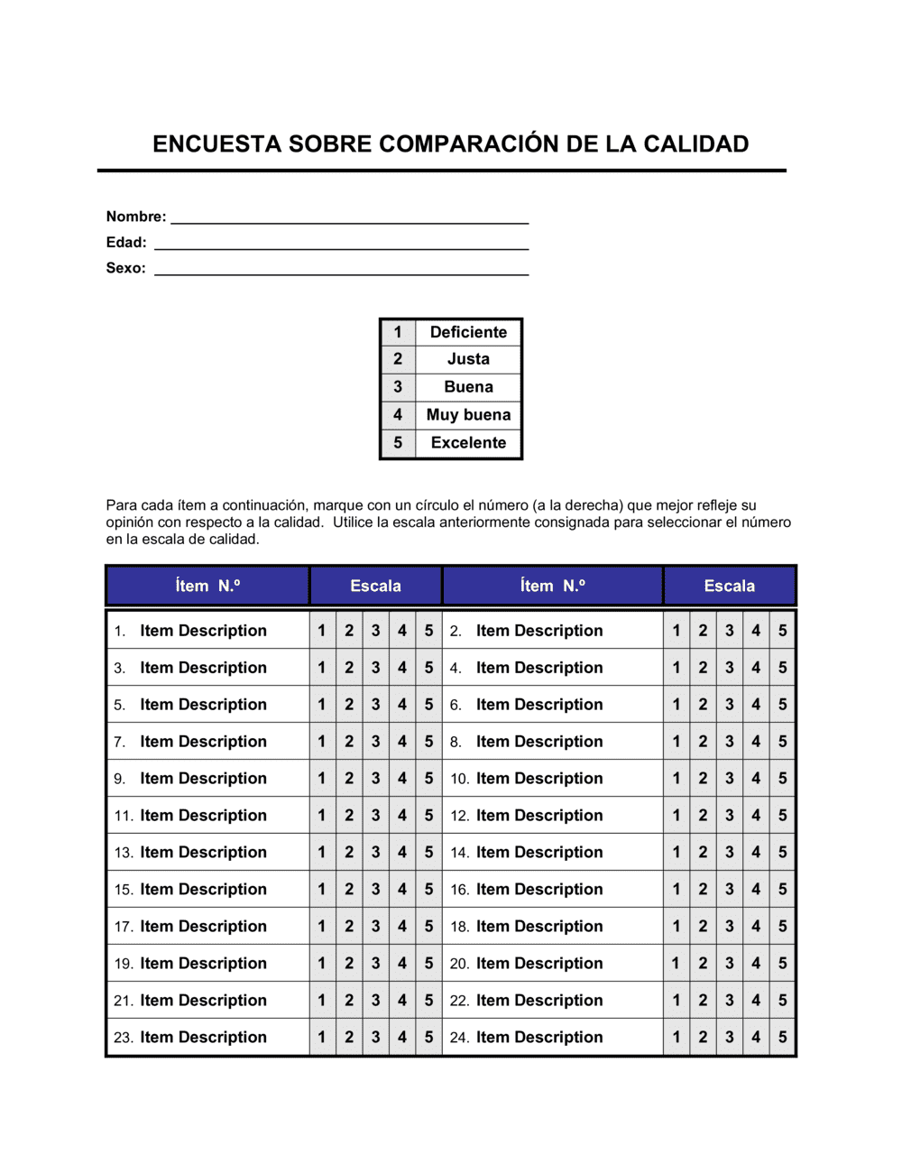 Business-in-a-Box's Encuesta para comparar calidad