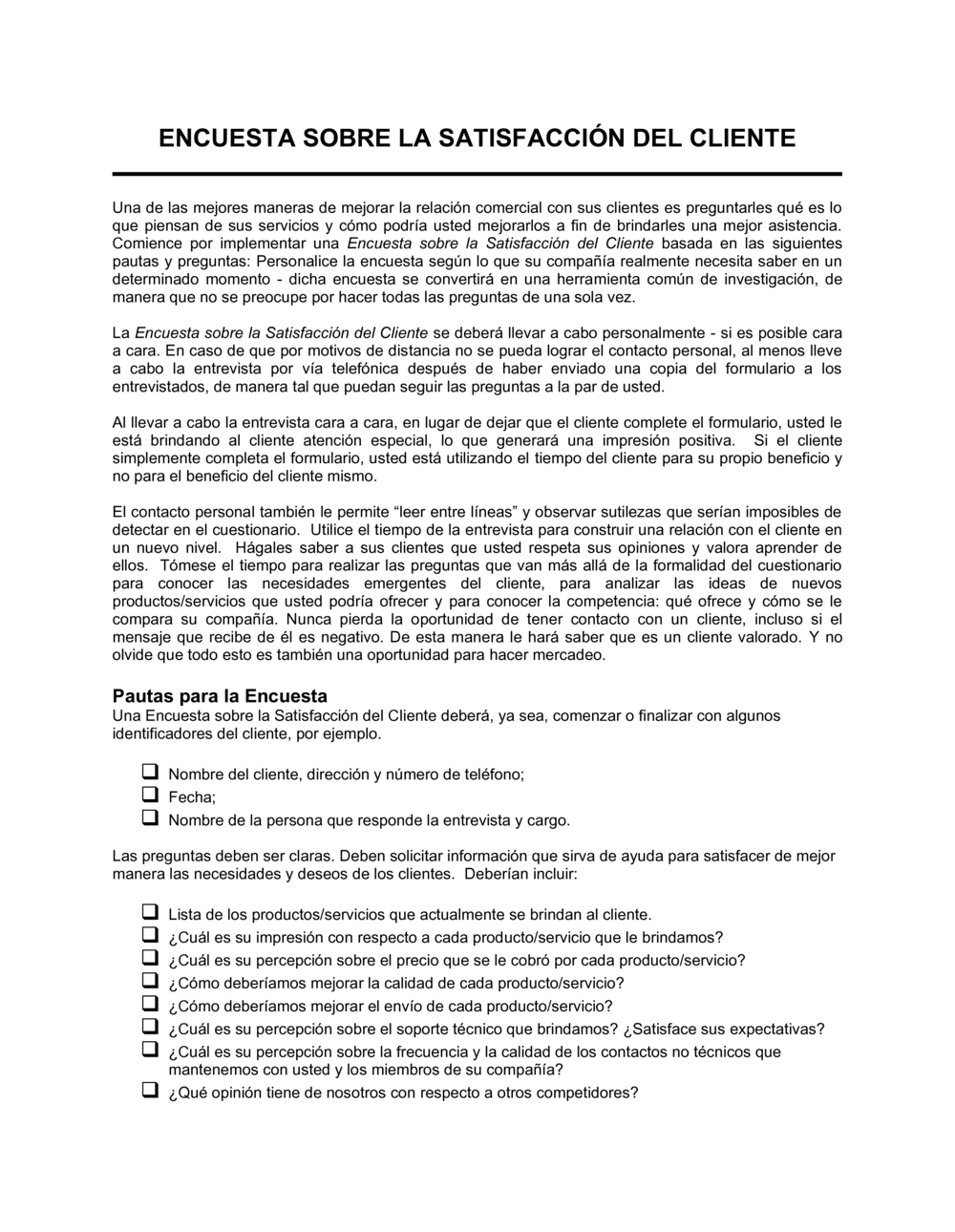 Business-in-a-Box's Encuesta sobre la satisfacción del cliente